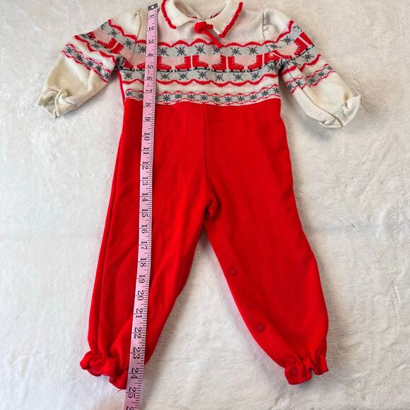 Bullfrog Knits Vintage Christmas Romper Jumper Ice Skates Toddler Size 24 Months - Picture 6 of 6
